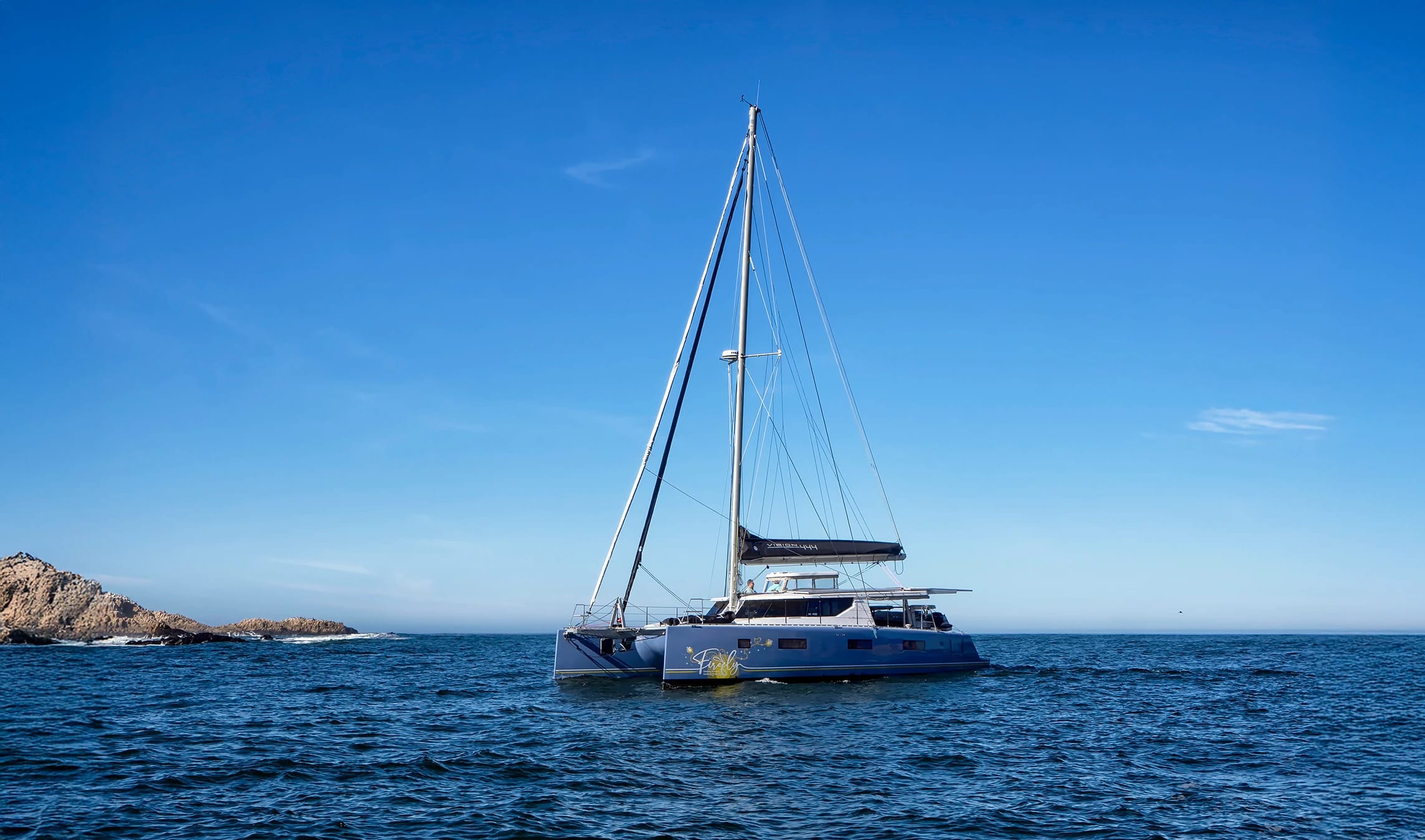 A Vision 444 under sail off the Knysna Heads