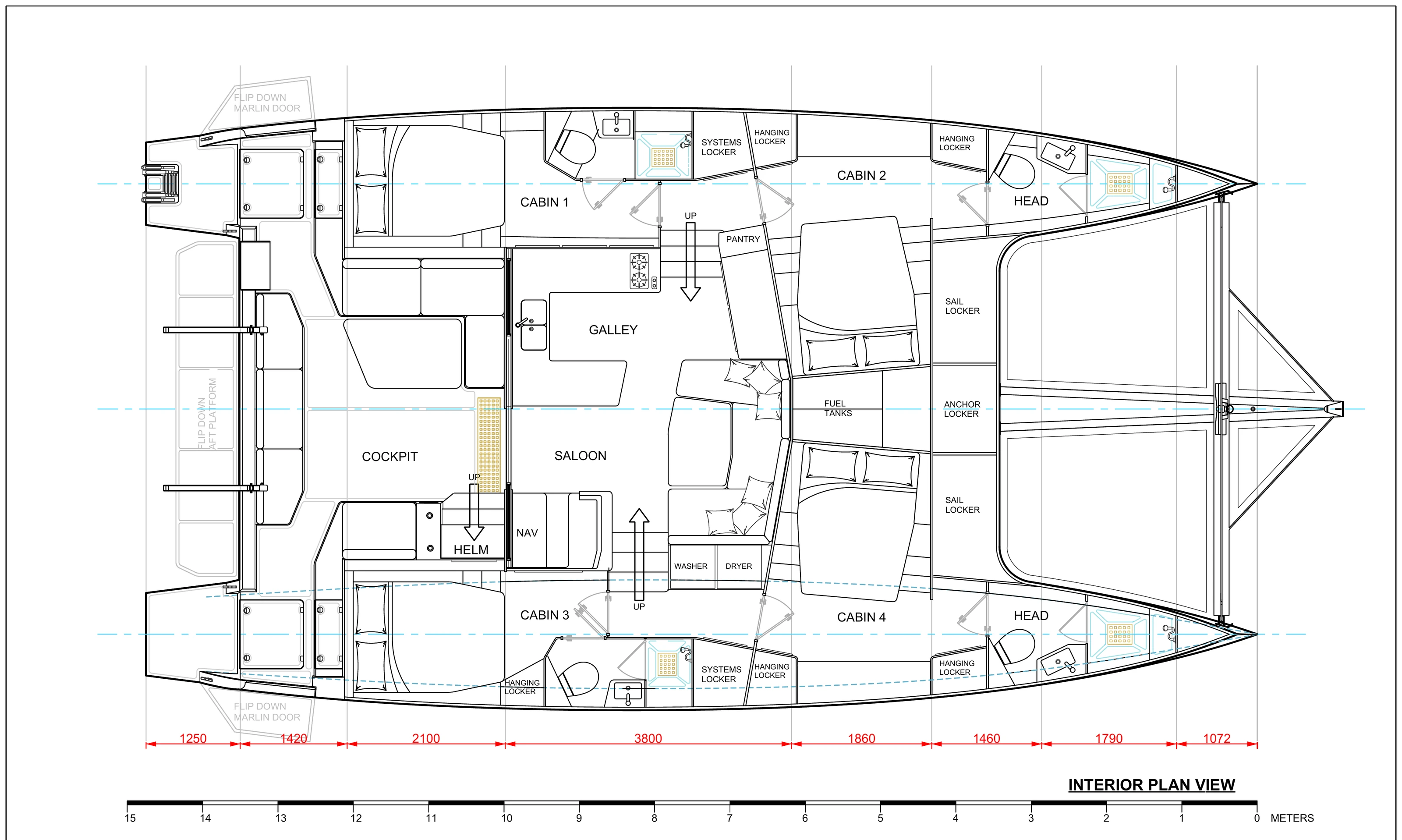 Vision 484 — Four cabins accommodation plan
