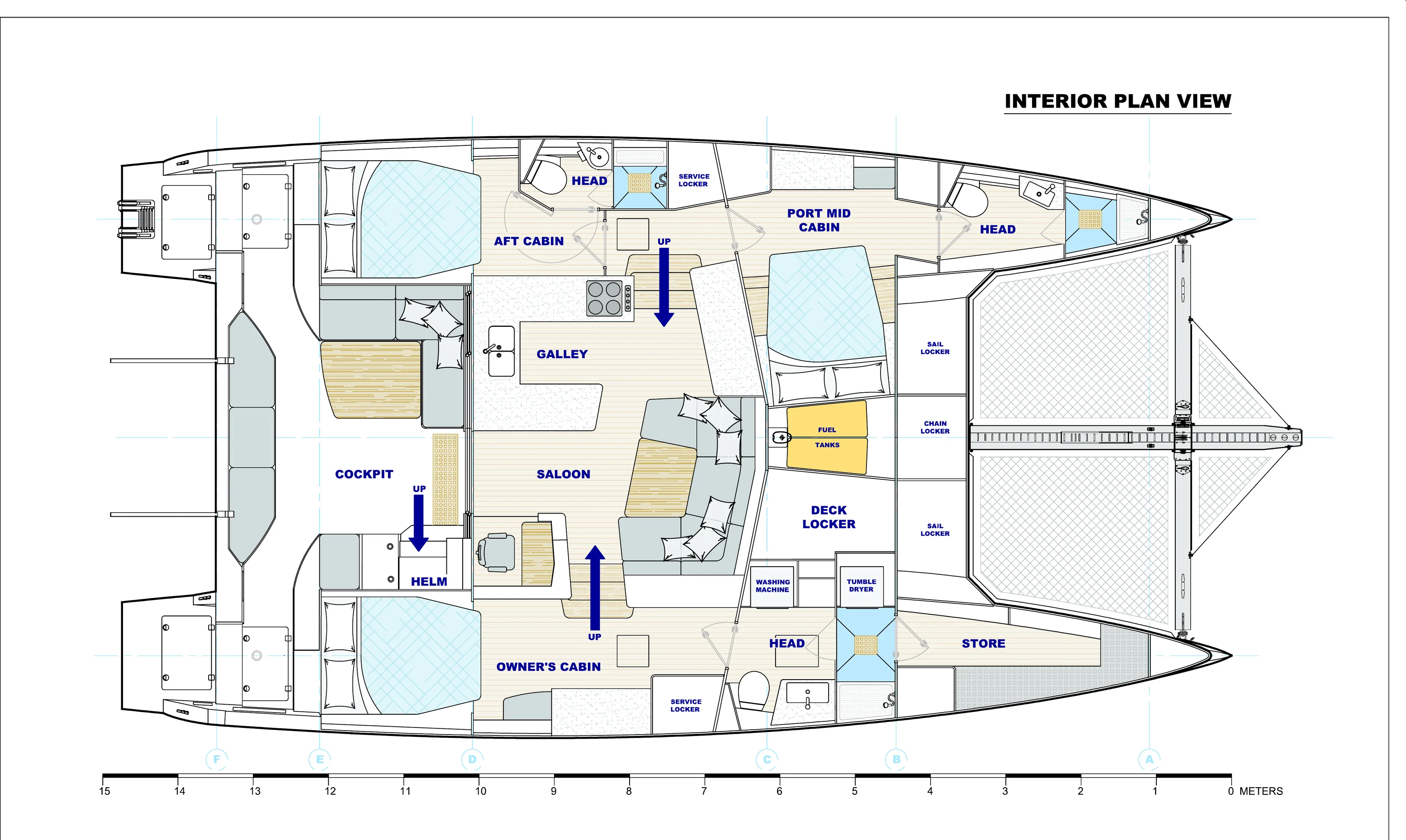 Vision 484 — Three Cabins - Owner's Version accommodation plan